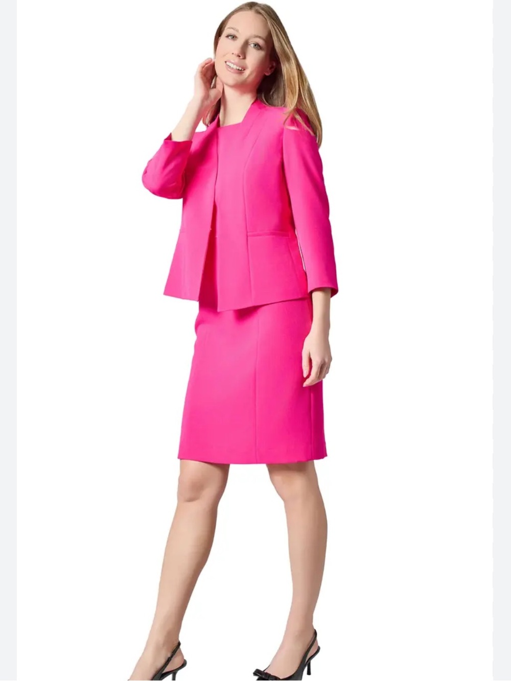 Kasper Hot Pink Dress Suit with dress and blazer